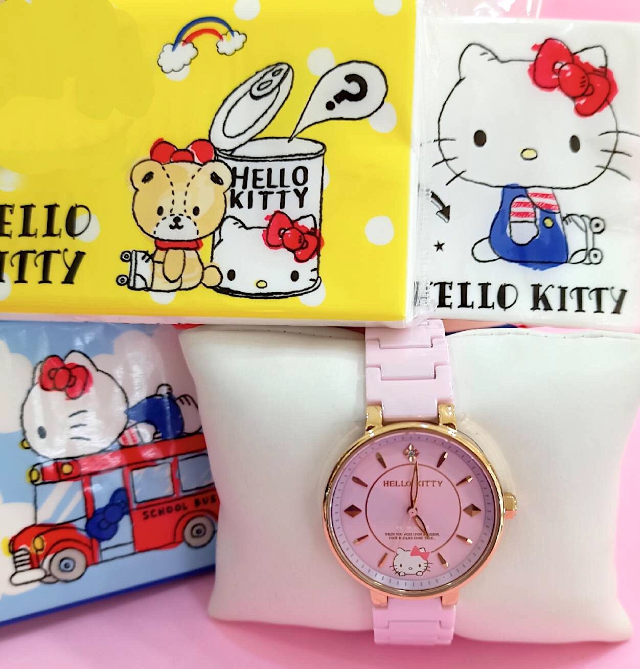 【HELLO KITTY】粉紅蝴蝶結陶瓷腕錶 LK710LRPI 32mm 現代鐘錶