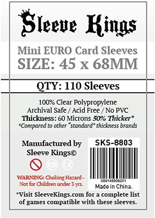Sleeves King Mini Card Sleeves (45x68mm) QTY:110 Sleeves