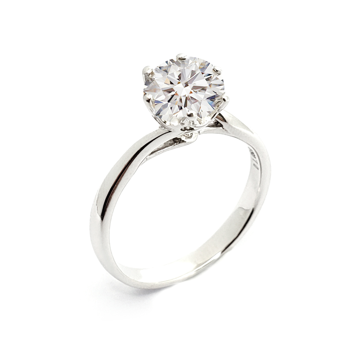 18K白金六爪扭臀戒指托 (RS03H6003)