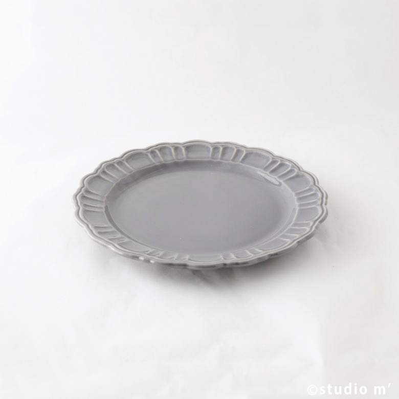STUDIO M'-POMPONNER花型浮雕盤20cm/灰