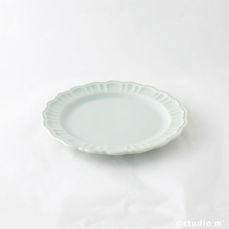 STUDIO M'-POMPONNER花型浮雕盤20cm/淡藍