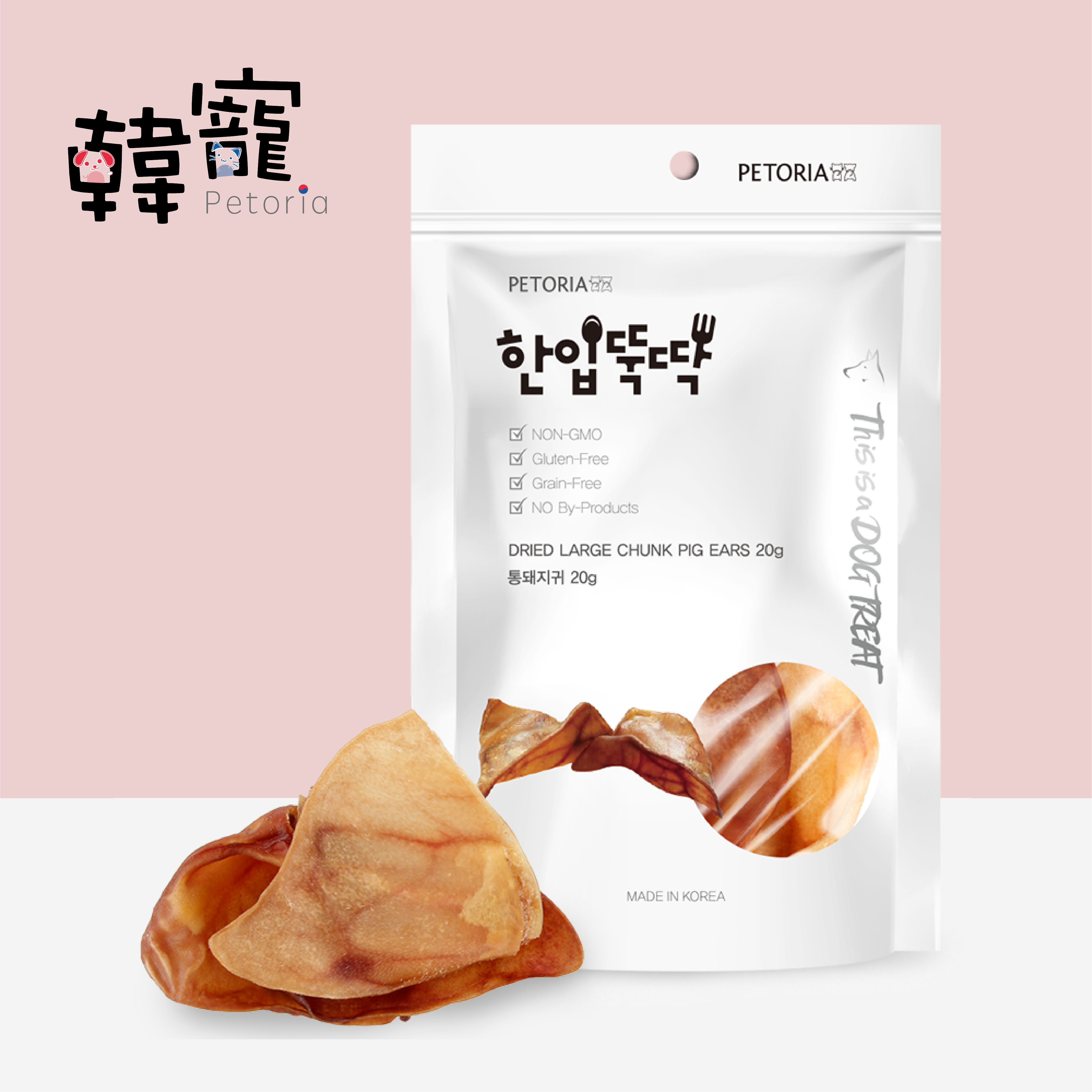 Petoria韓寵 | 天然無穀物健康小食風乾原隻大豬耳 20g