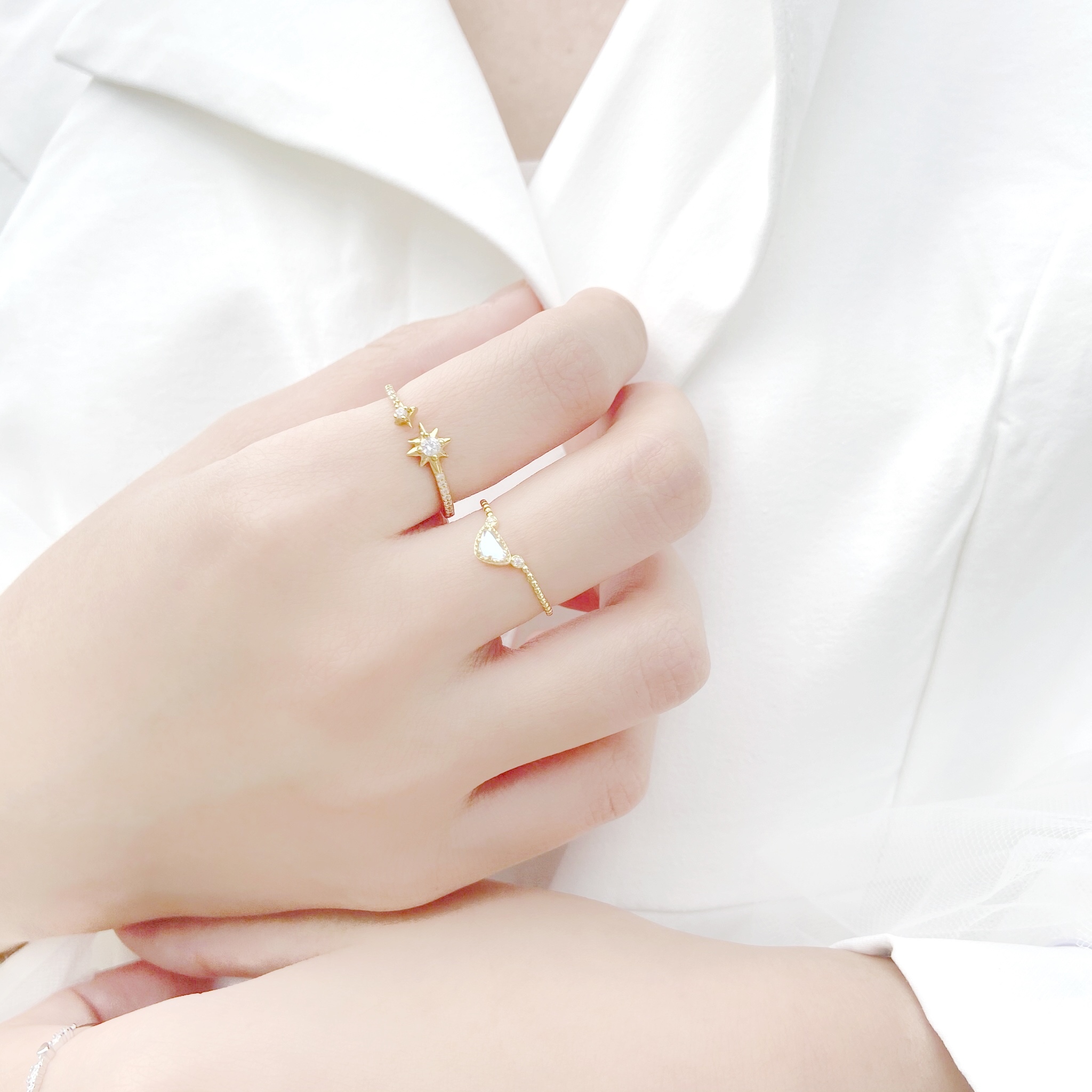 | 925純銀・ 10k金丨 溫柔月光戒指 | RI0259 |