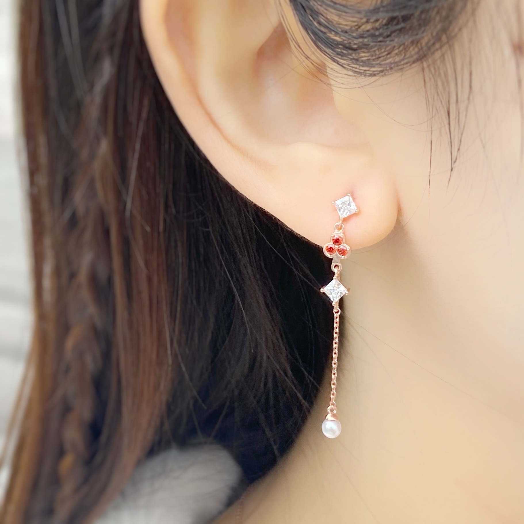 | 925純銀・厚鍍玫瑰金丨愛麗絲耳環  | EA0308 |