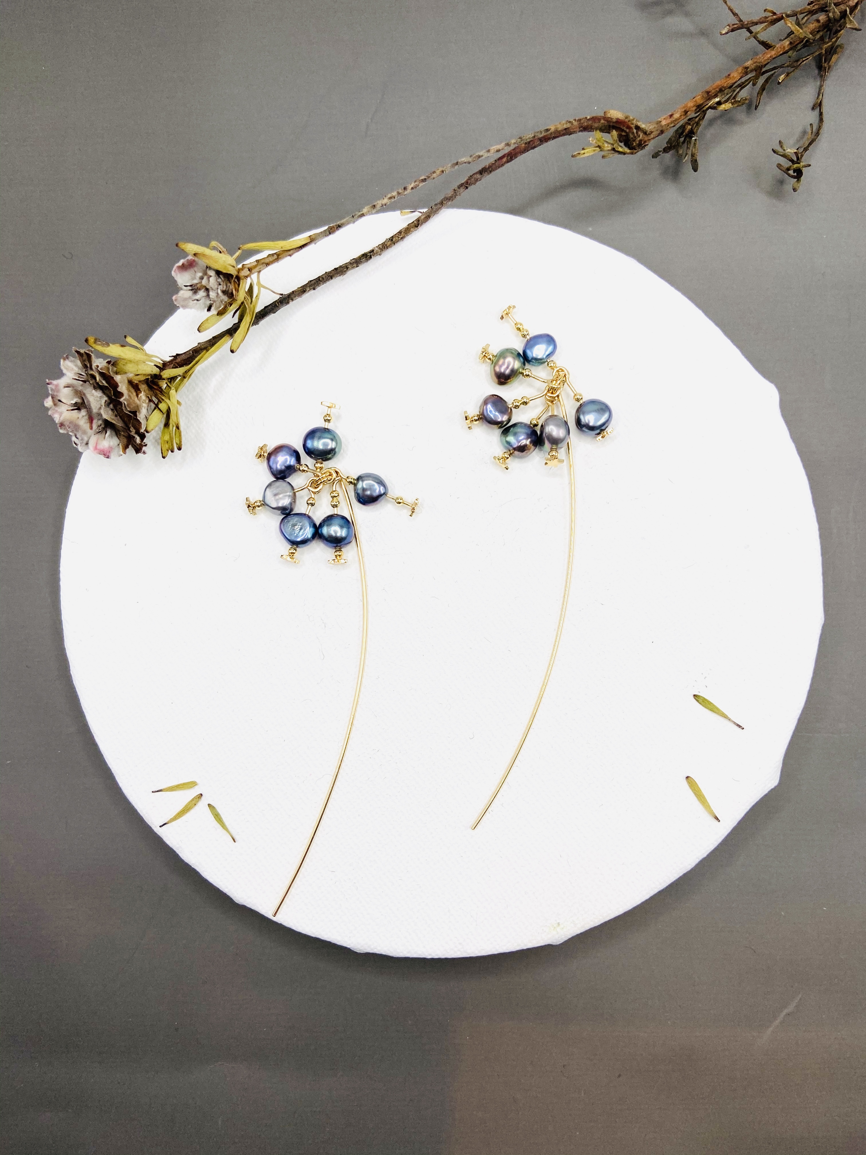 COLE COOL優雅幻彩淡水珍珠14kgf流星耳環耳夾