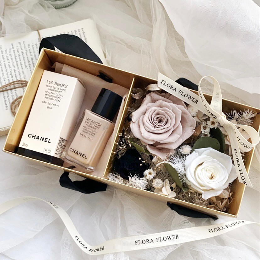 永生花禮盒(不含CHANEL)- 奶茶