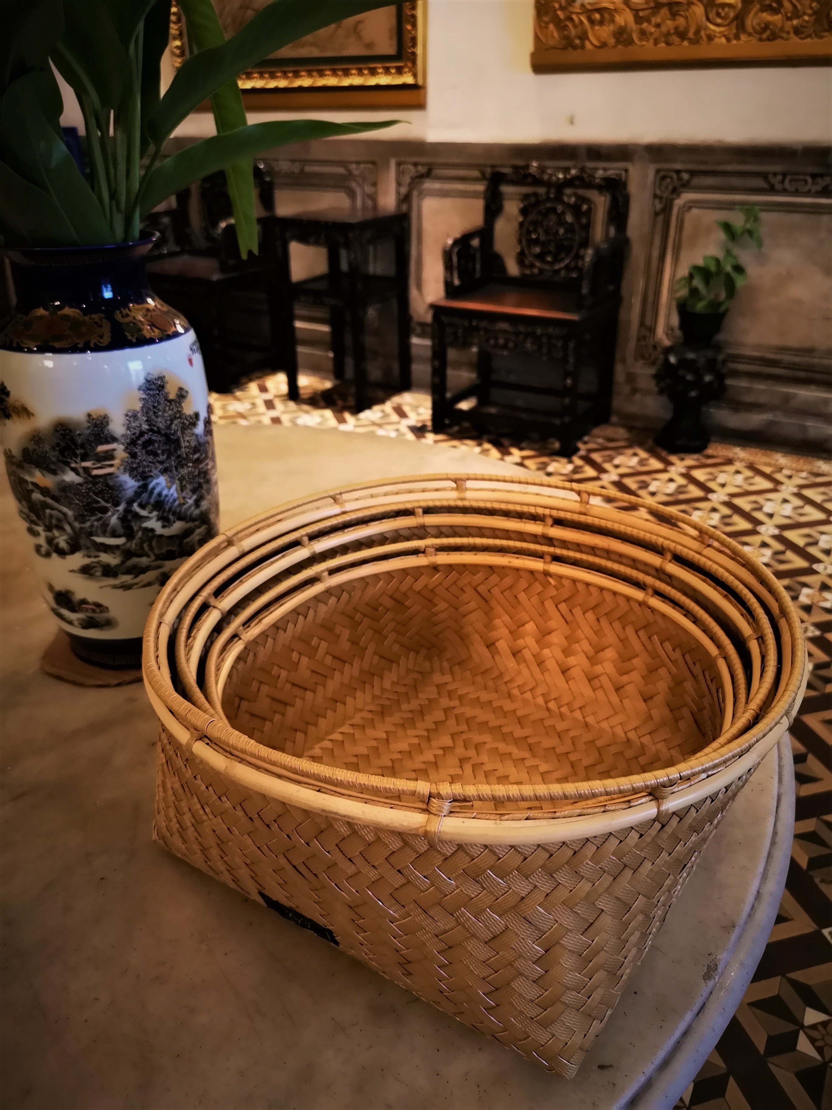 PRE ORDER ONLY -  All Purpose Penan Basket with Rattan trim - a set of 3