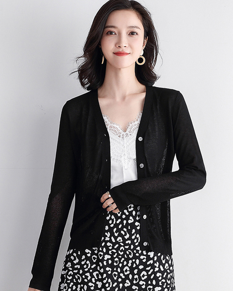 黑S【零碼出清不退換】羅紋疏密拼針織外套