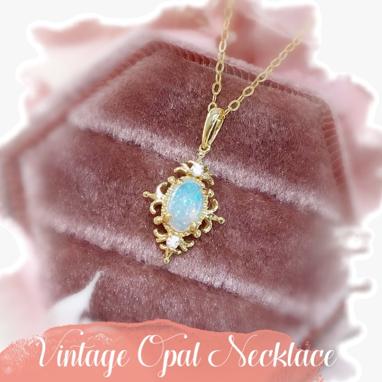 Vintage Opal and Diamond Yellow Gold Pendant For Sale at 1stDibs