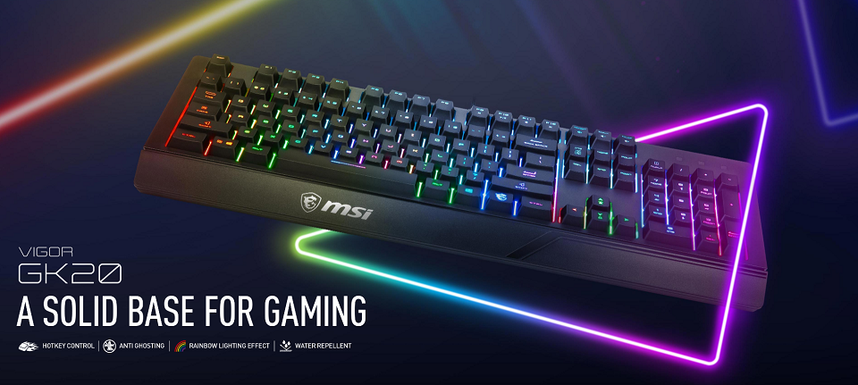 米特3C數位–MSI 微星 Vigor GK20 TC RGB 電競鍵盤 防潑水 多媒體控制熱鍵 12鍵不衝突防鬼鍵功能