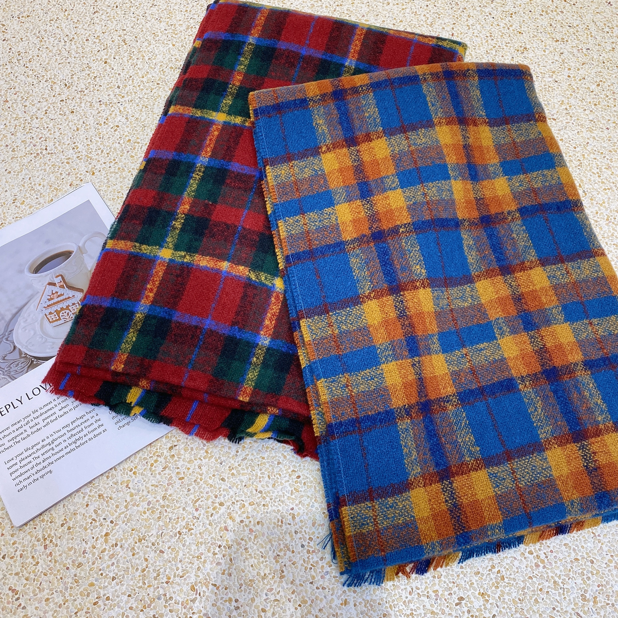 學院風格子圍巾/兩色