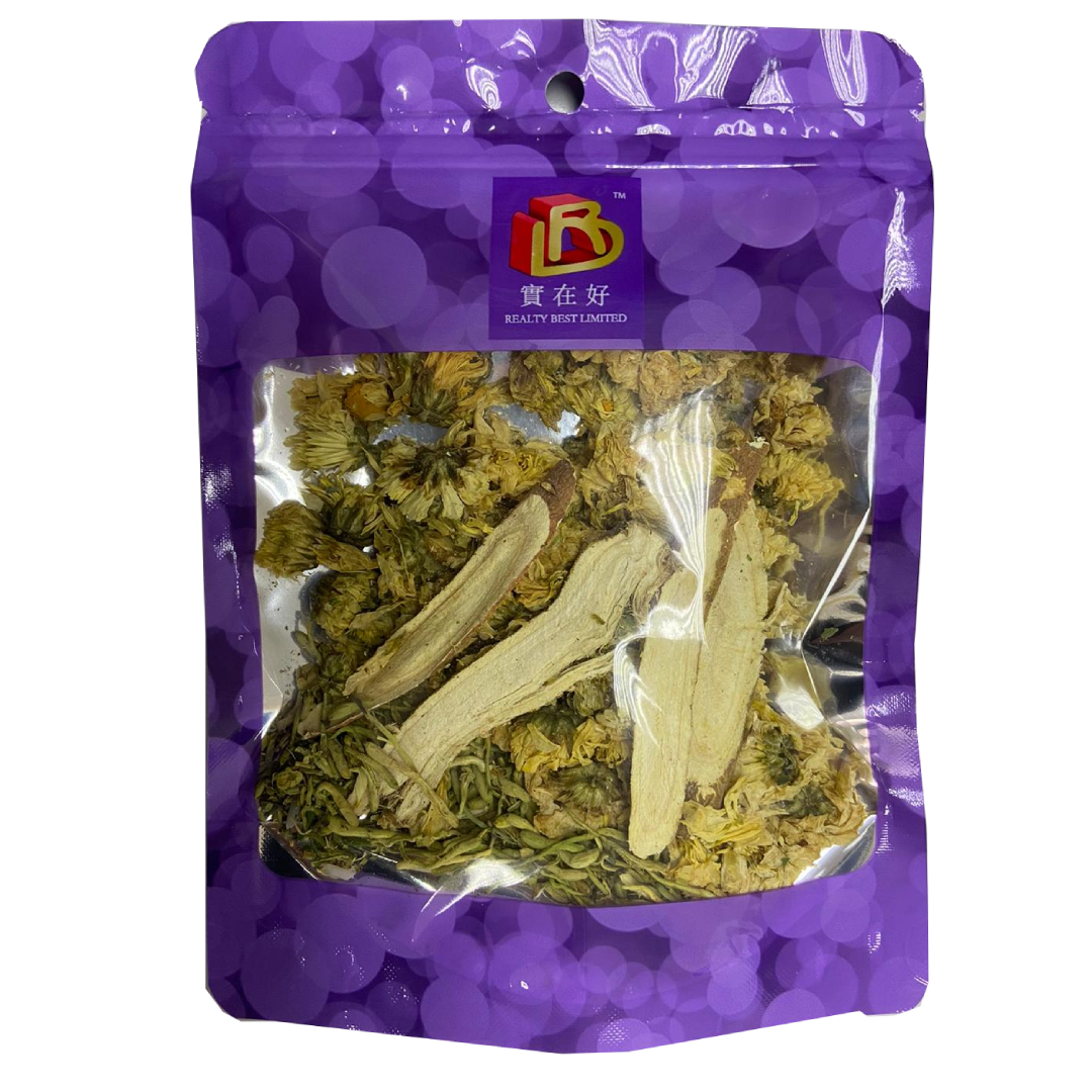 金銀花+菊花+甘草片 (三寶荼)