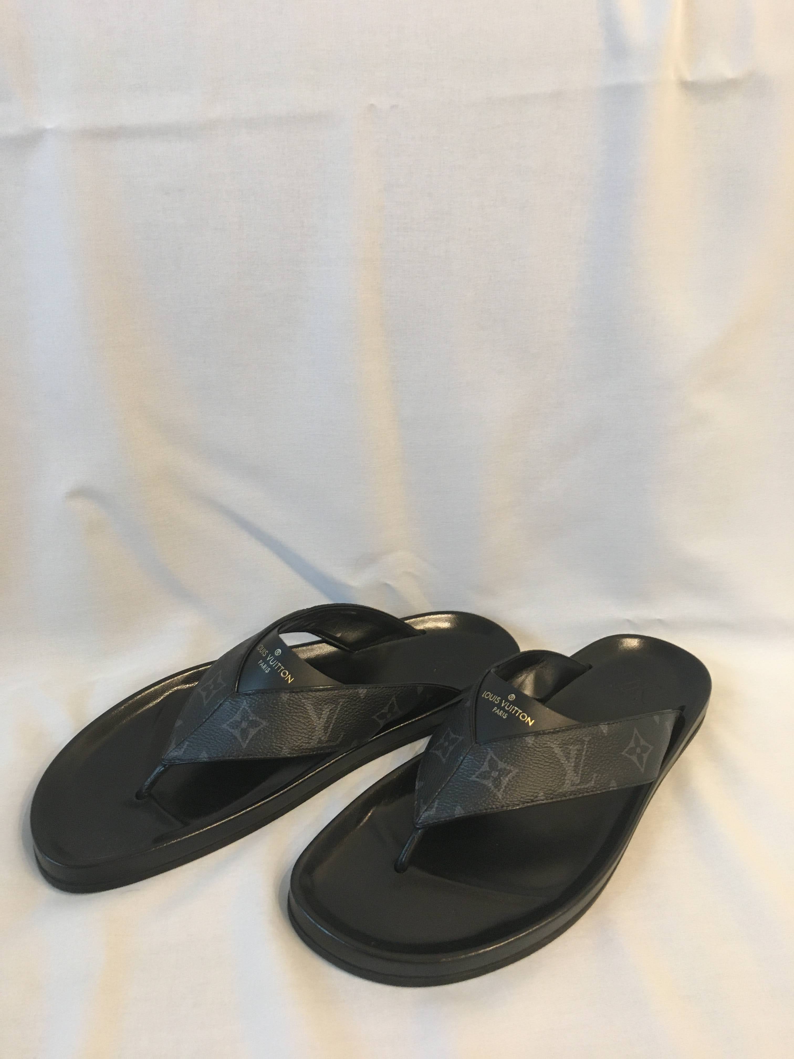 Louis Vuitton Mirabeau Thong Sandals In Black And Grey - Praise To