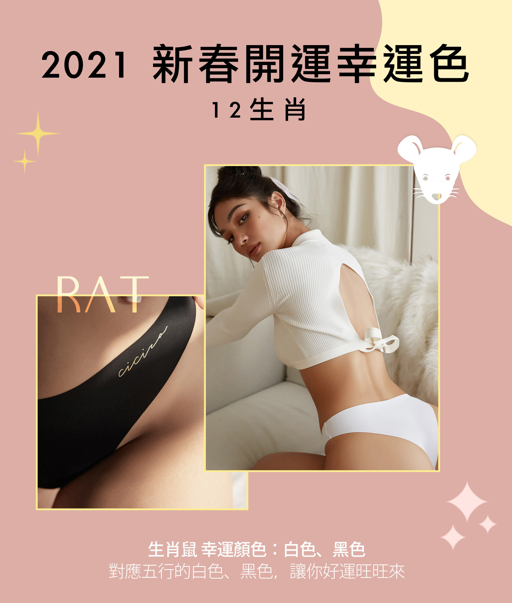 2021 十二生肖開運幸運色，生肖鼠幸運顏色：白色、黑色