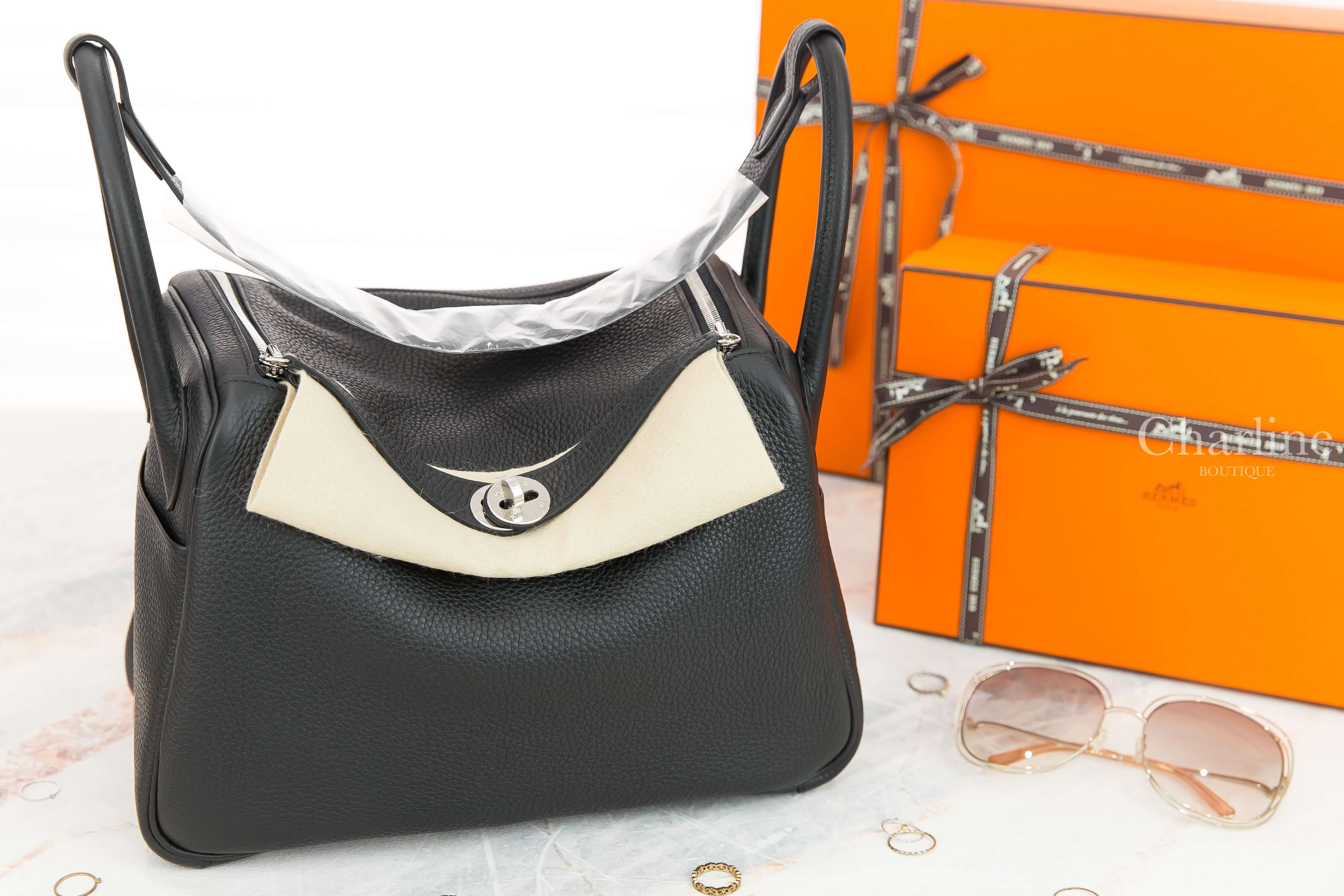 Hermès Lindy 30cm 89 Noir Taurillon Clemence 黑色銀釦