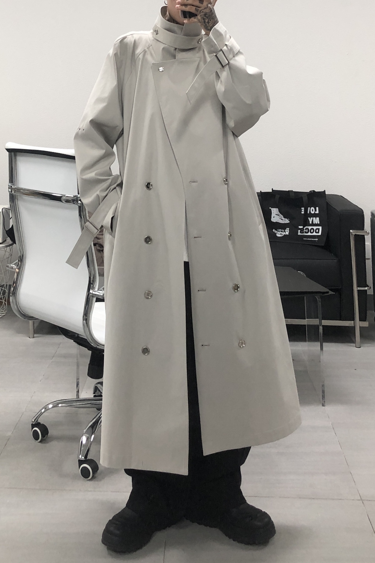 D’THEREAL 經典款 立領 機能 扣帶 大衣 風衣