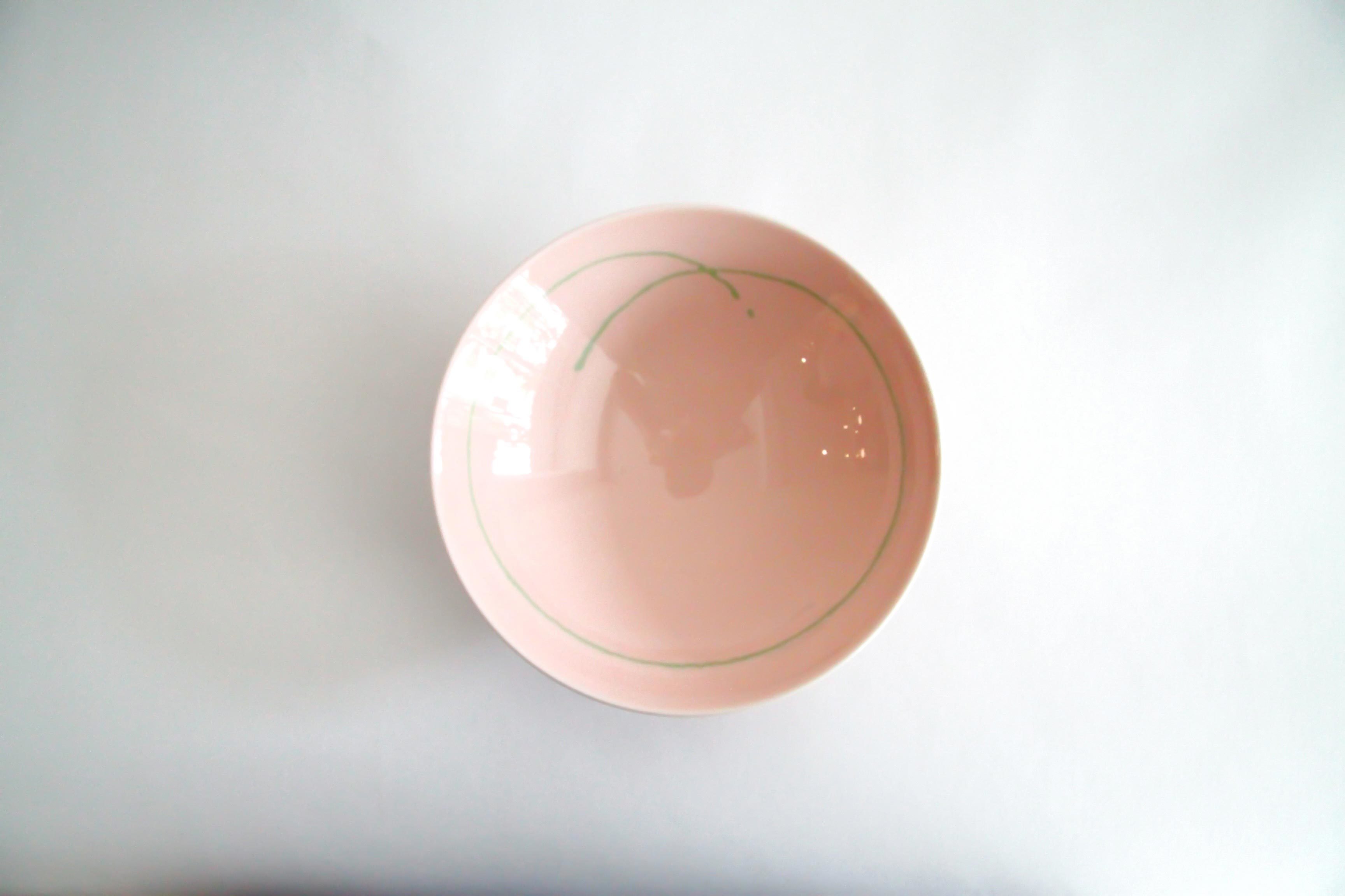 白山陶器-平茶碗 H-9 粉底綠大圈