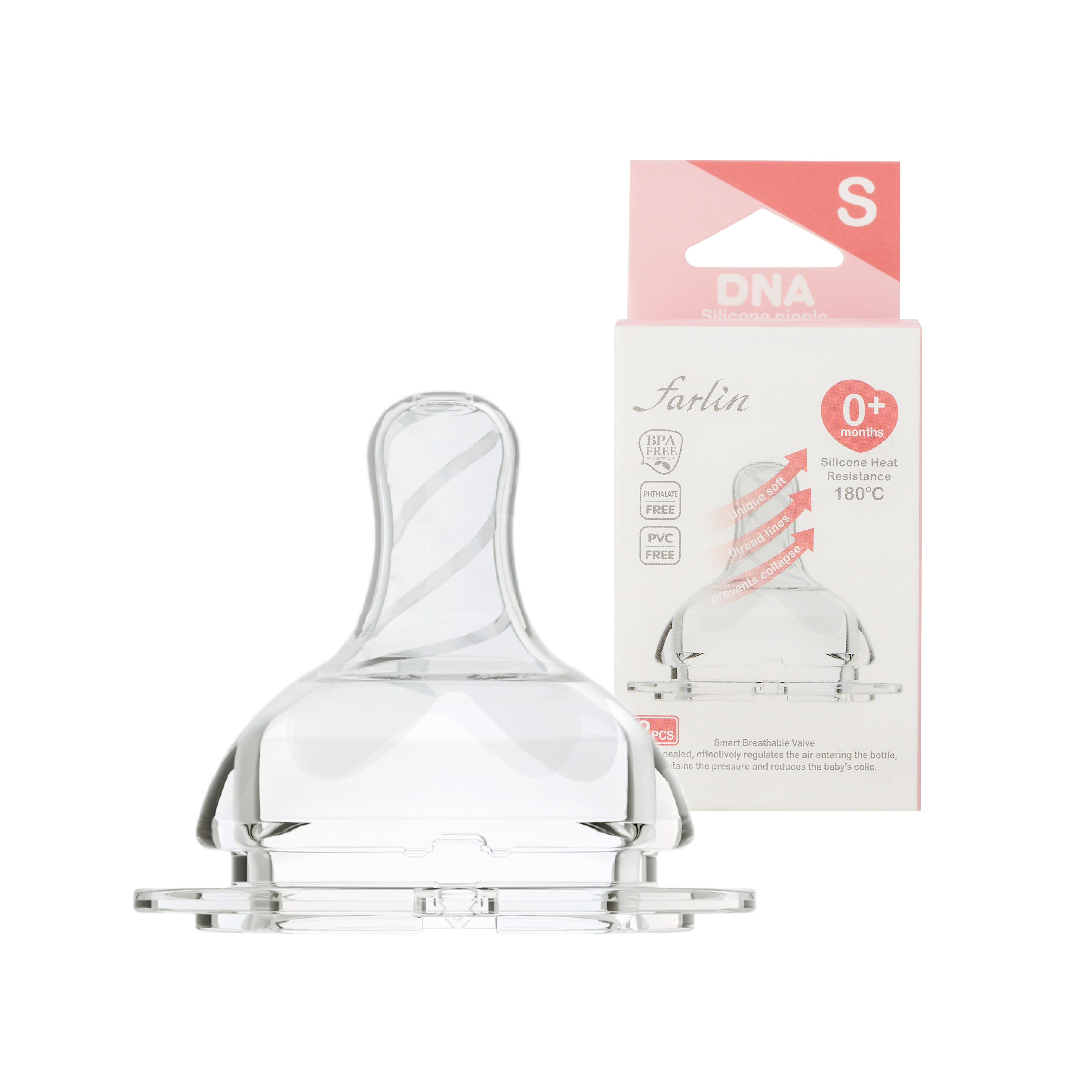 【Farlin】DNA母乳實感超柔寬口徑奶嘴/2入(圓孔S)