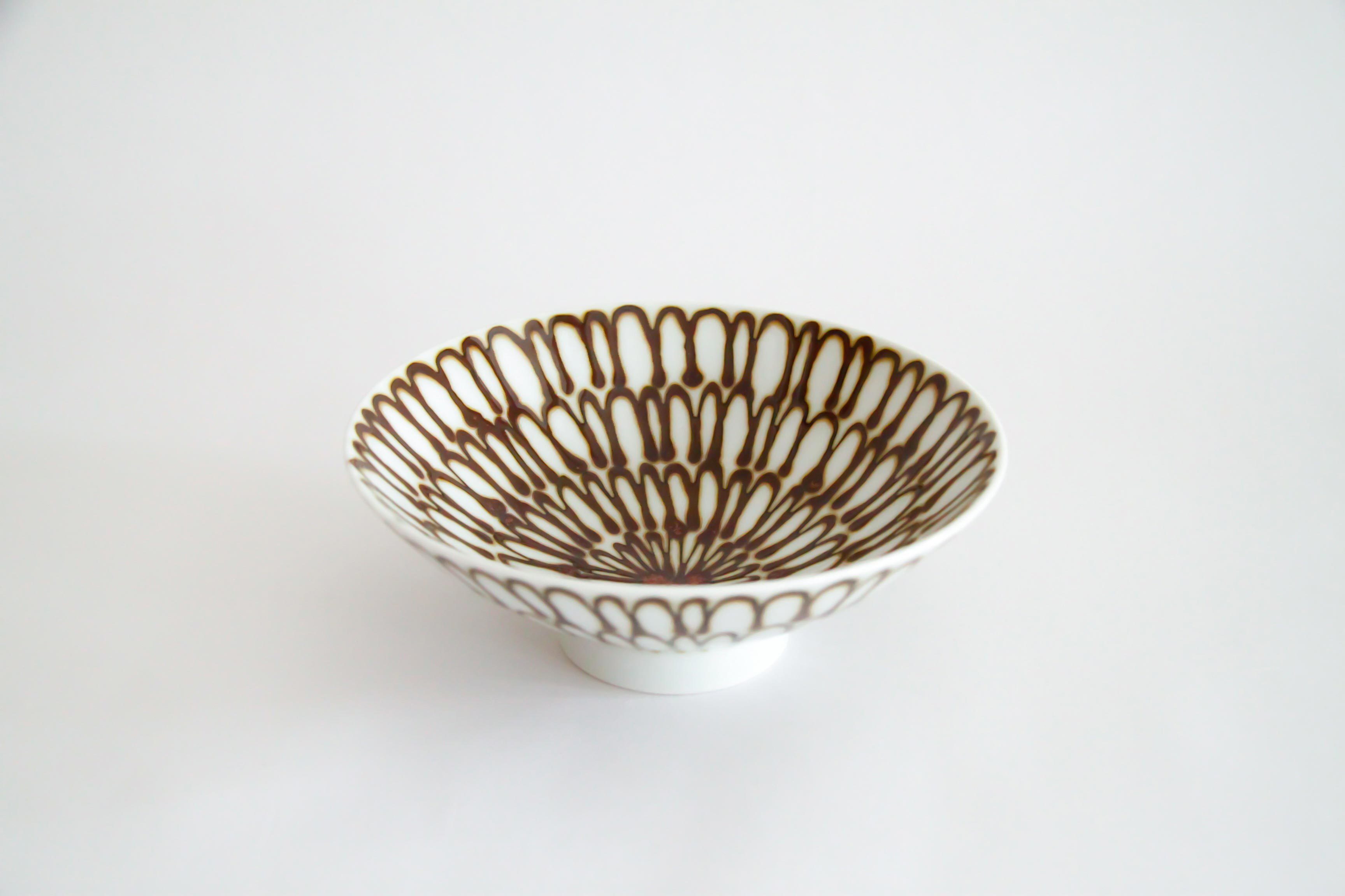 白山陶器-平茶碗 Q-54 白底土菊花