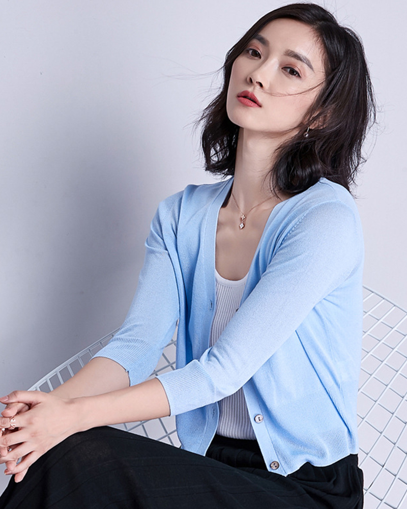 開襟冰絲針織短版外套 六色