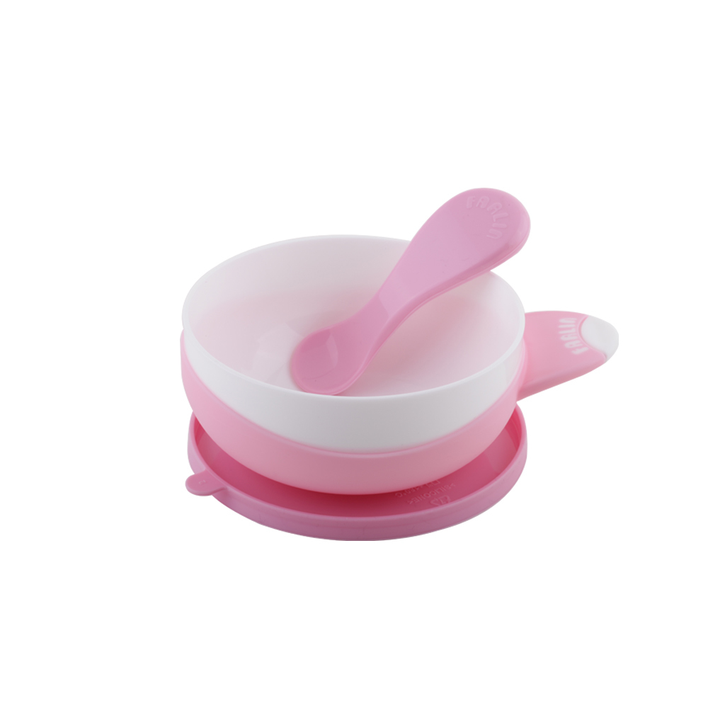 【FARLIN】兒童吸盤學習碗(蹦蹦碗/附湯匙)(粉)