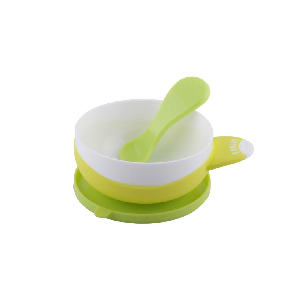【FARLIN】兒童吸盤學習碗(蹦蹦碗/附湯匙)(綠)