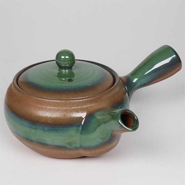 【萬古燒】平形織部  橫手急須0.4L