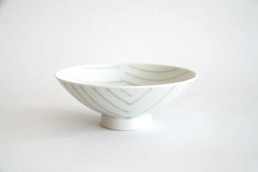 白山陶器-平茶碗 S-14 霧白底灰直勾