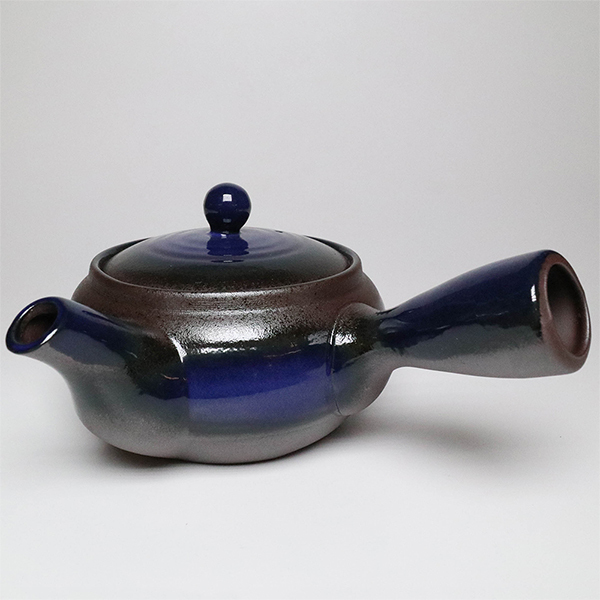 【萬古燒】平形琉璃  橫手急須0.4L