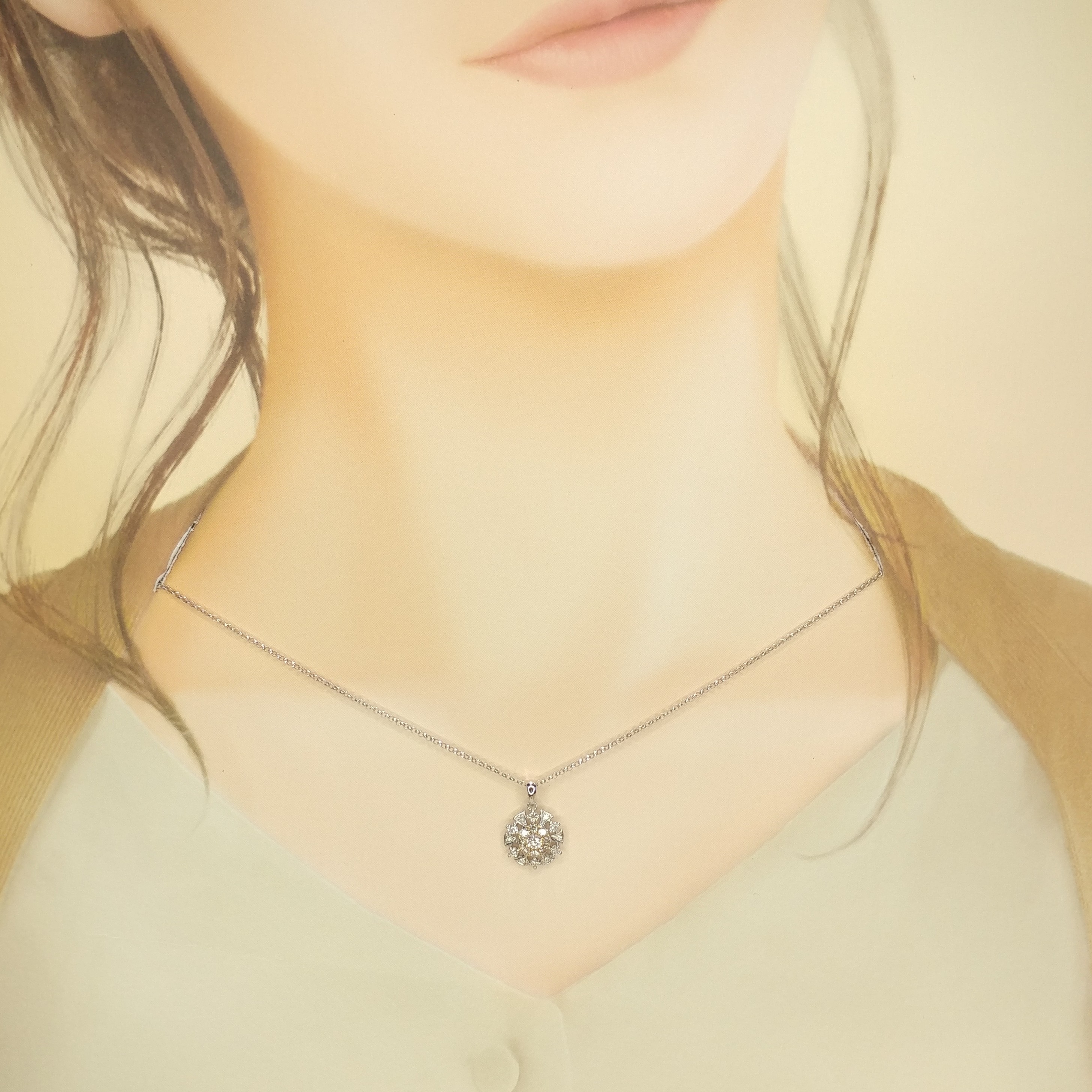 全新18K金40份淺粉紅鑽石吊墜