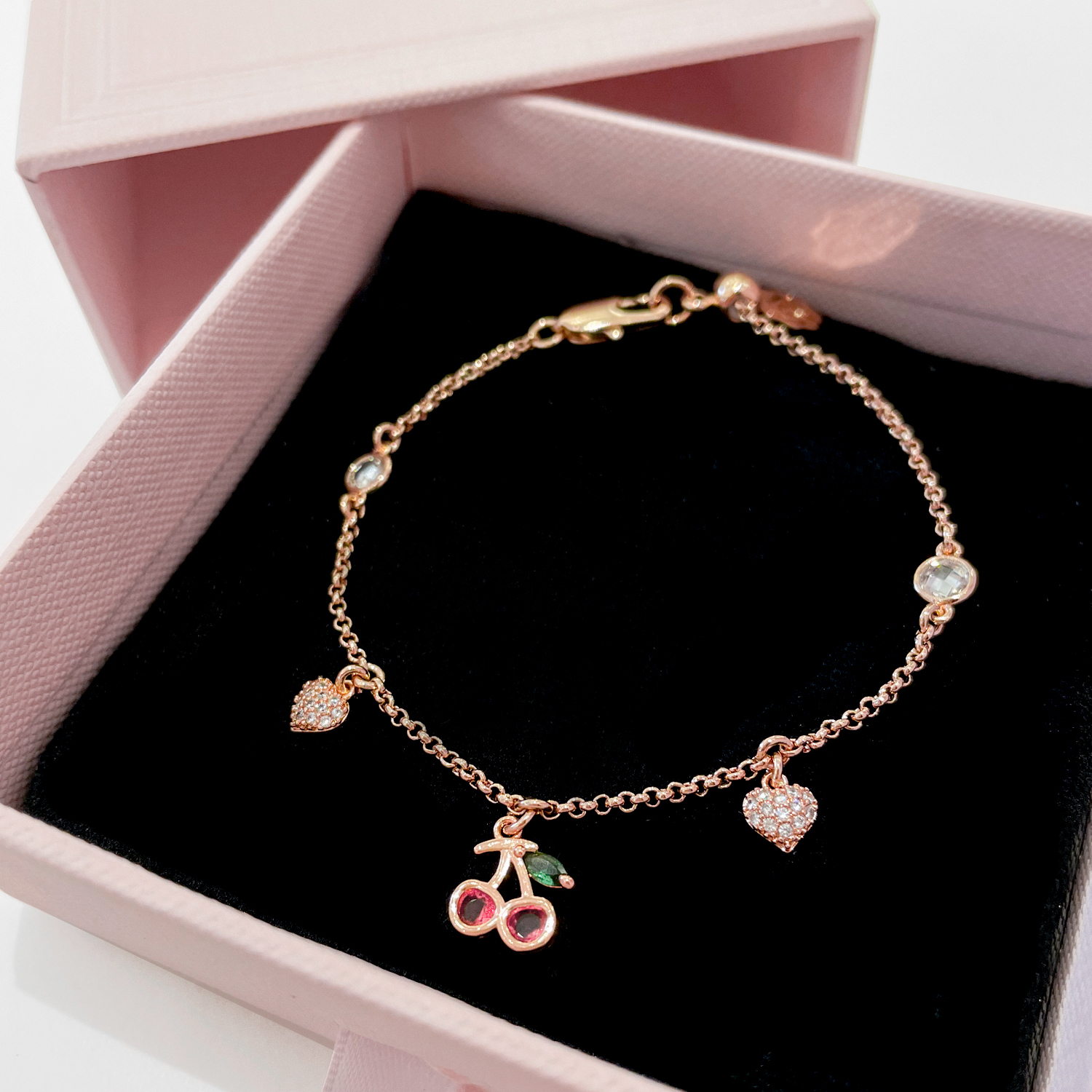 Rose Gold Crystal Cherry Bracelet