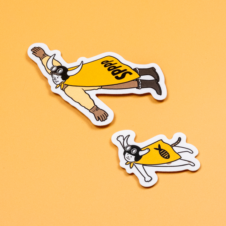 SPPPP｜Flying Boys｜霧面防水貼紙｜牛角飛人