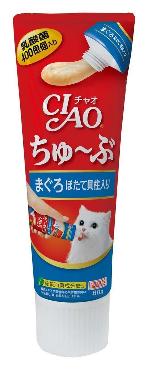 [任選$50/2支]日本 CIAO 唧唧超奴 - 吞拿魚北寄貝醬 80G