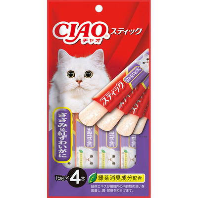 [*任選11件$138*] 日本CIAO - 雞肉+松葉蟹果凍片15G X4