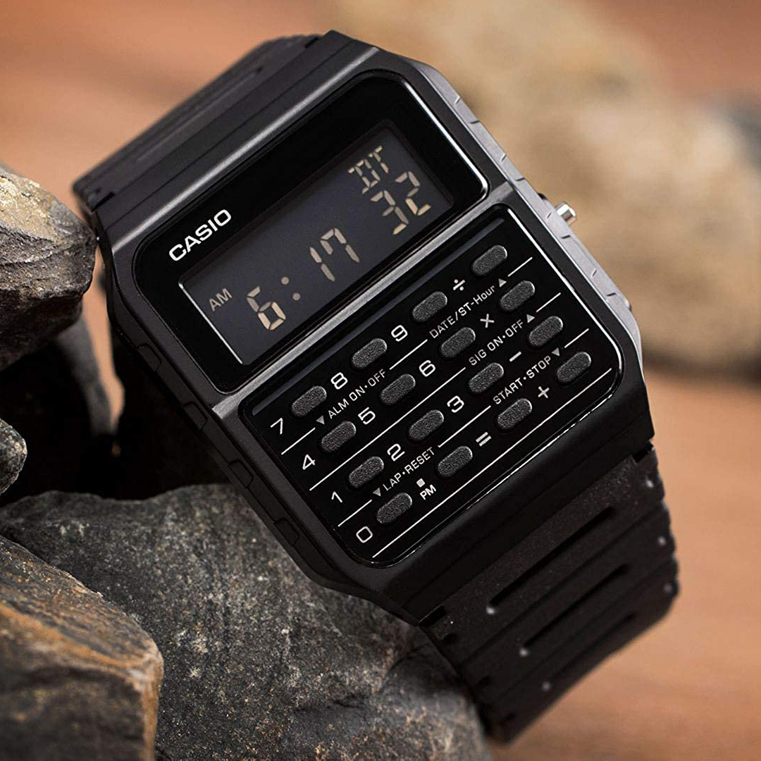Casio CA-53WF-1B 黑色 反顯 方形計算機 復古跳字錶