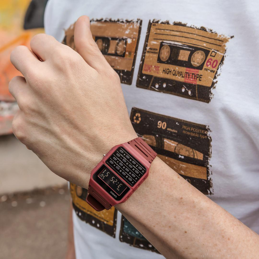 Casio CA-53WF-4B 啡紅色 方形計算機 復古跳字錶