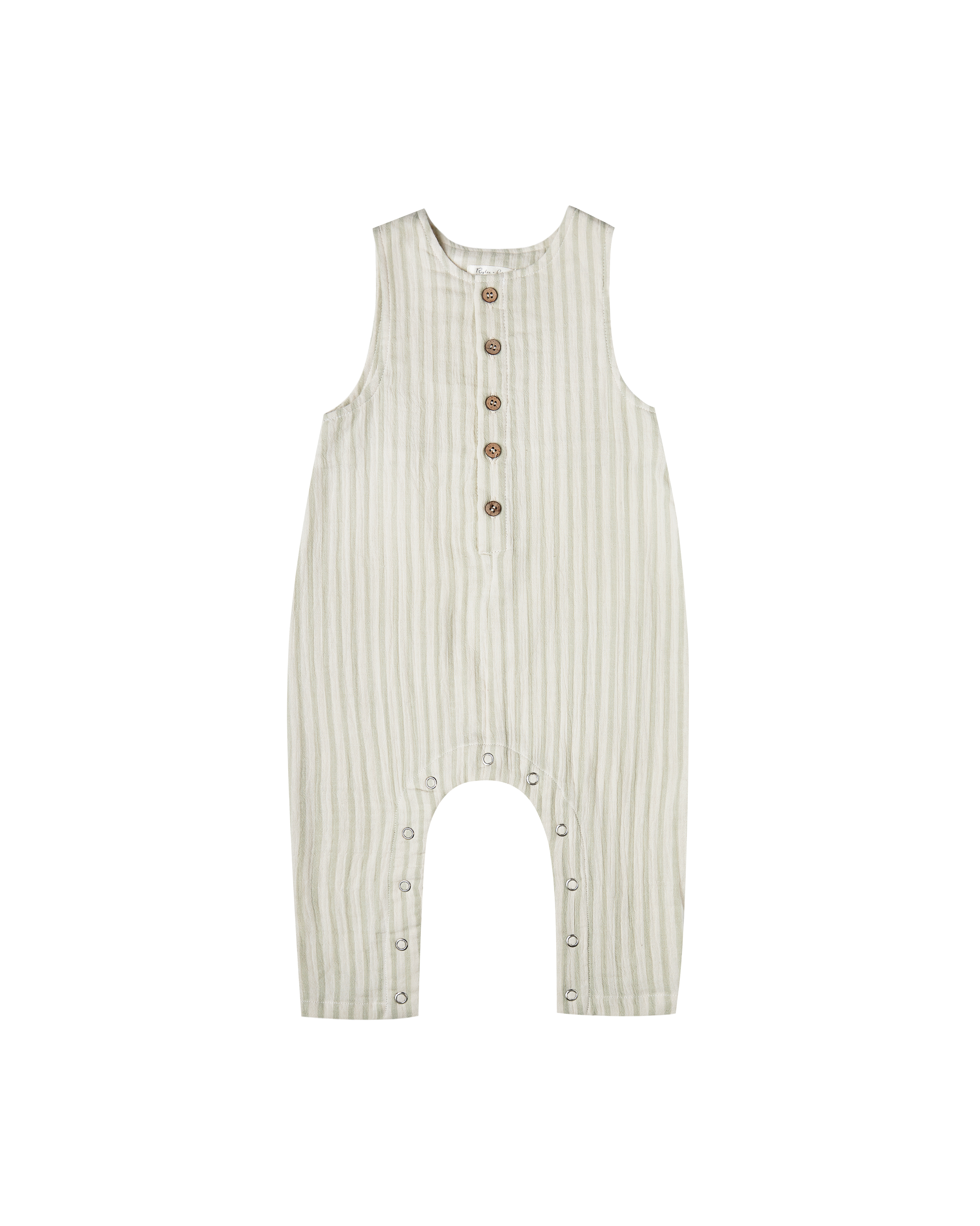 RYLEE AND CRU -  Button Jumpsuit（Sage Stripe）