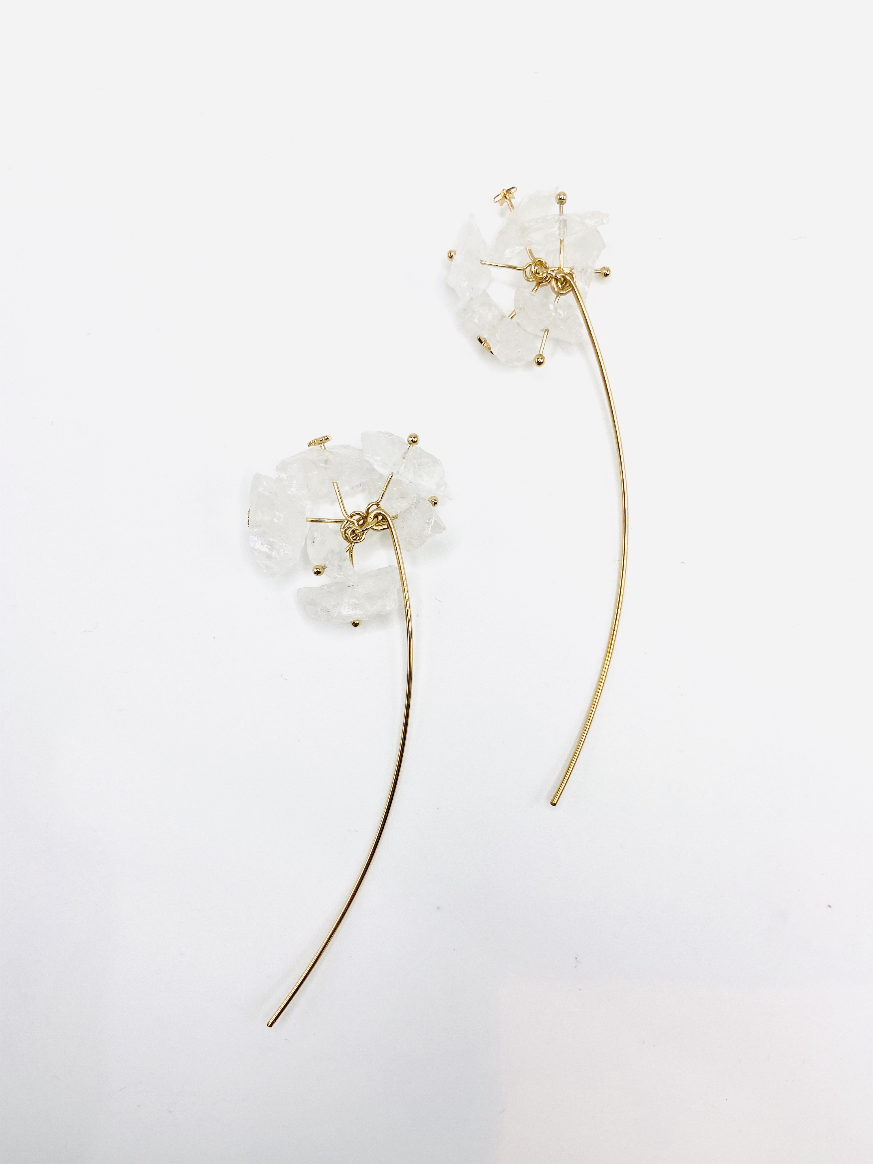 COLE COOL優雅天然白水晶14kgf流星耳環耳夾