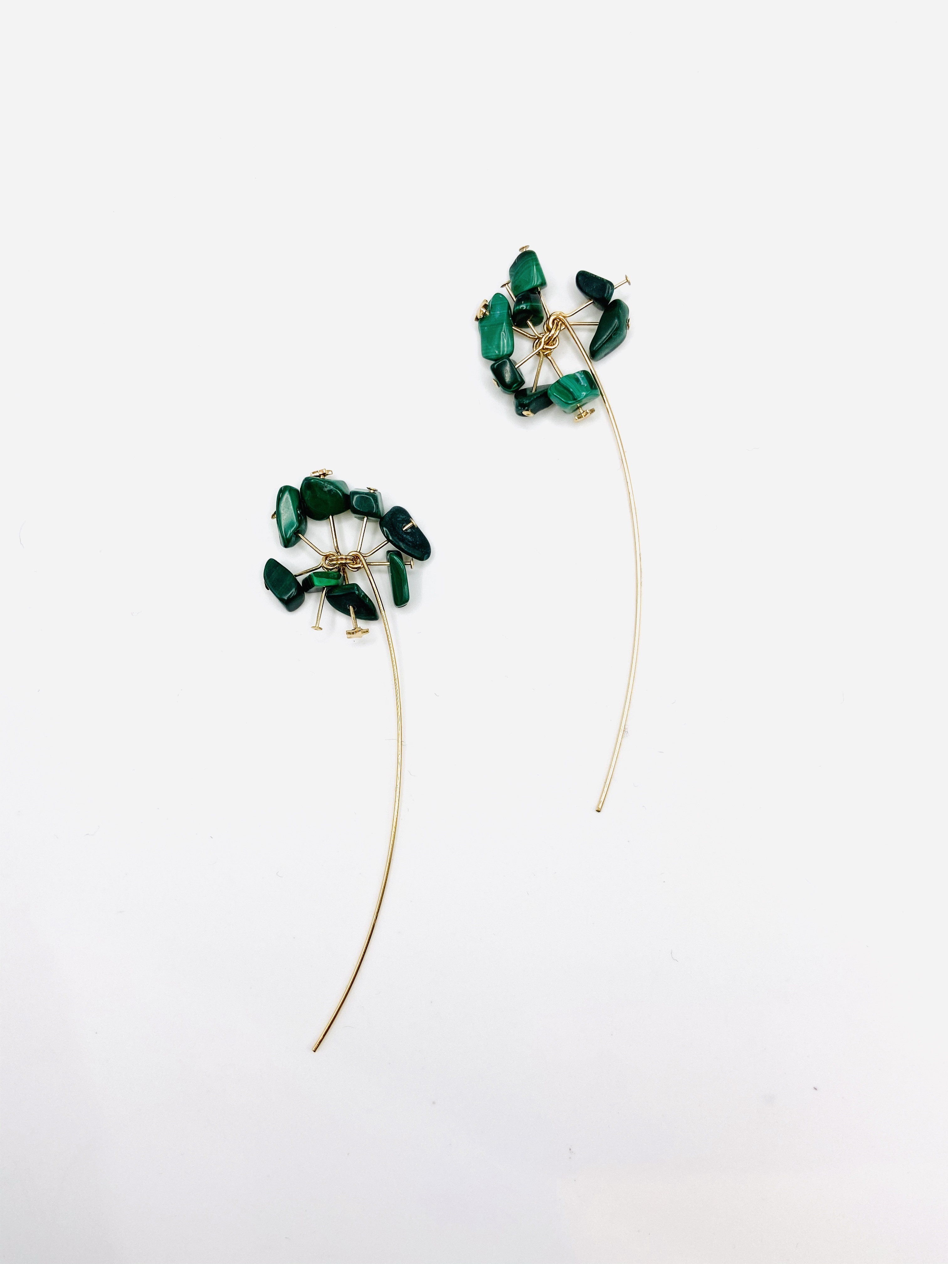 COLE COOL優雅天然孔雀石14kgf流星耳環耳夾