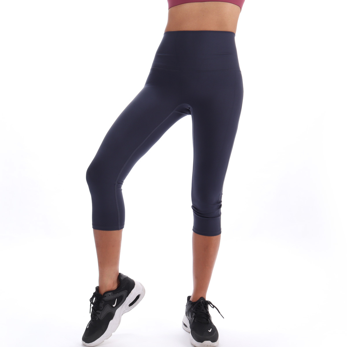 高腰收腹無尷尬線七分瑜珈/運動/緊身機能褲*