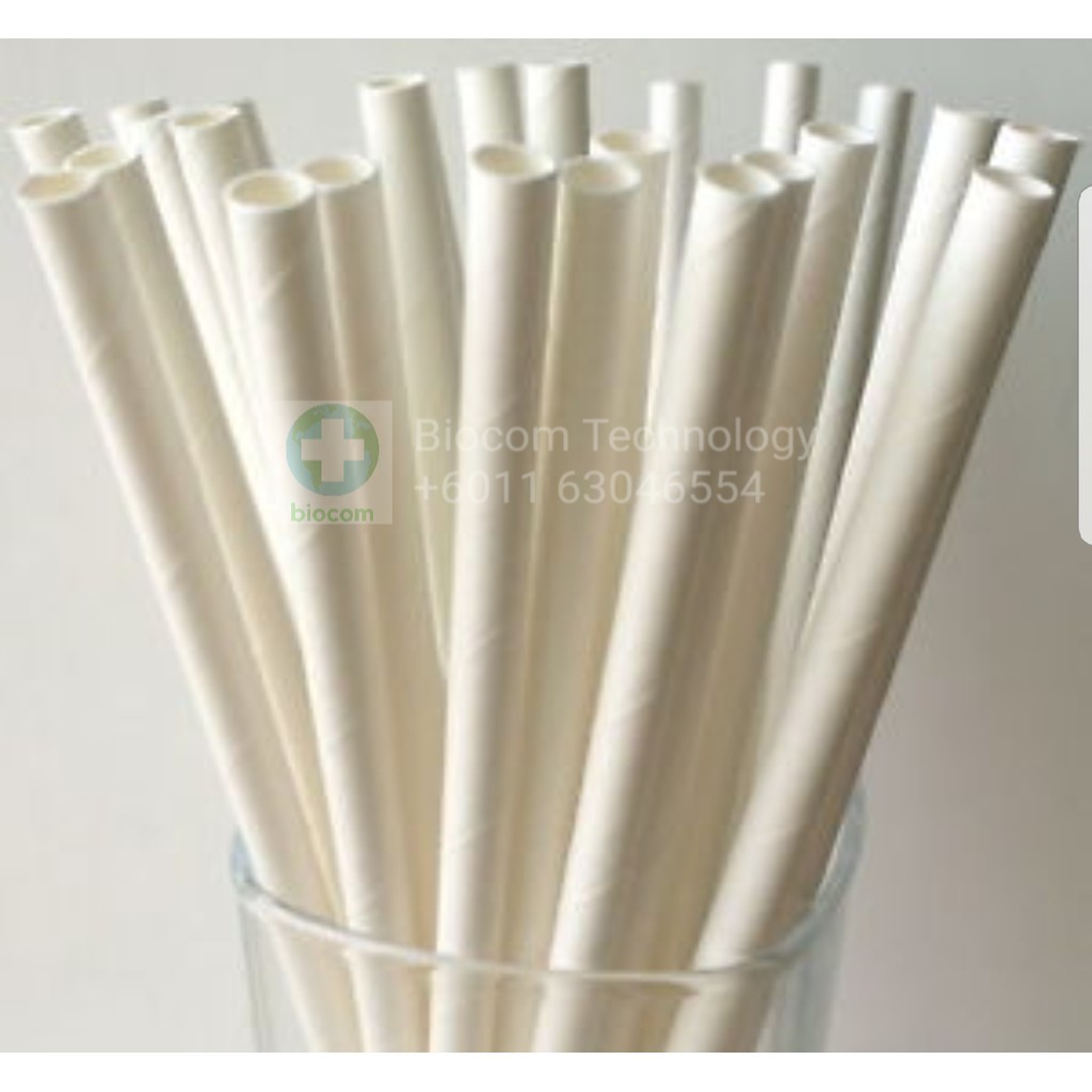Biodegradable White Paper Straw (W6mm x L200mm)
