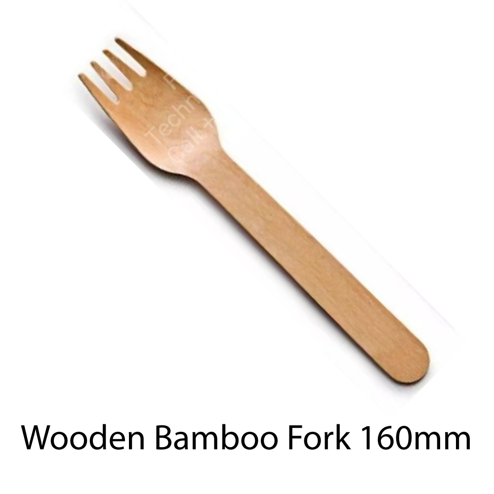 Biocom Biodegradable Wooden Fork 160mm