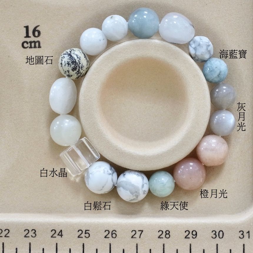 B037地圖石/白水晶/白鬆石/綠天使/橙月光/灰月光/海藍寶/天然晶石/能量石/珠寶/飾品/純手工/純天然/療癒/冥想/凈化/護身符/健康運