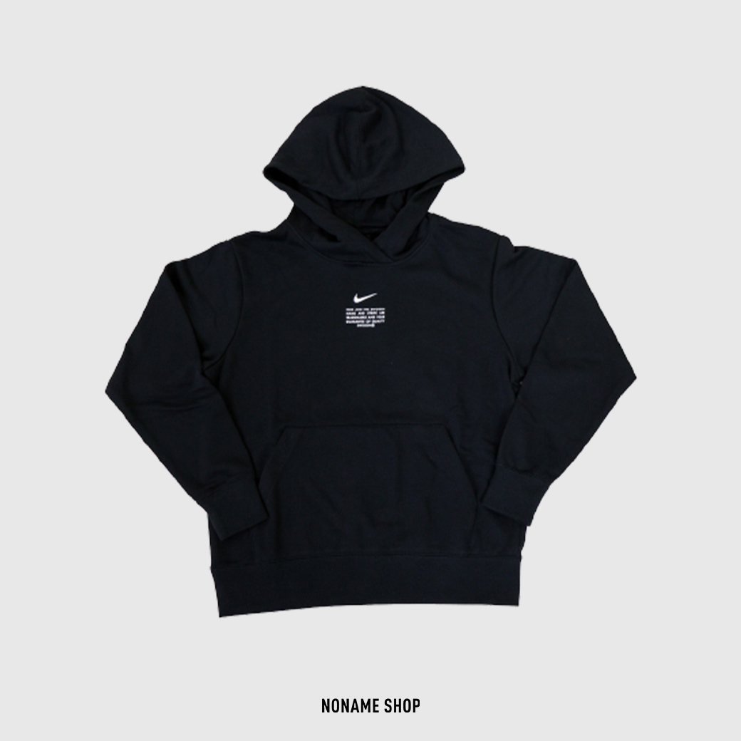 NIKE Swoosh 胸口 燙印 小勾 連帽 帽Tee 黑