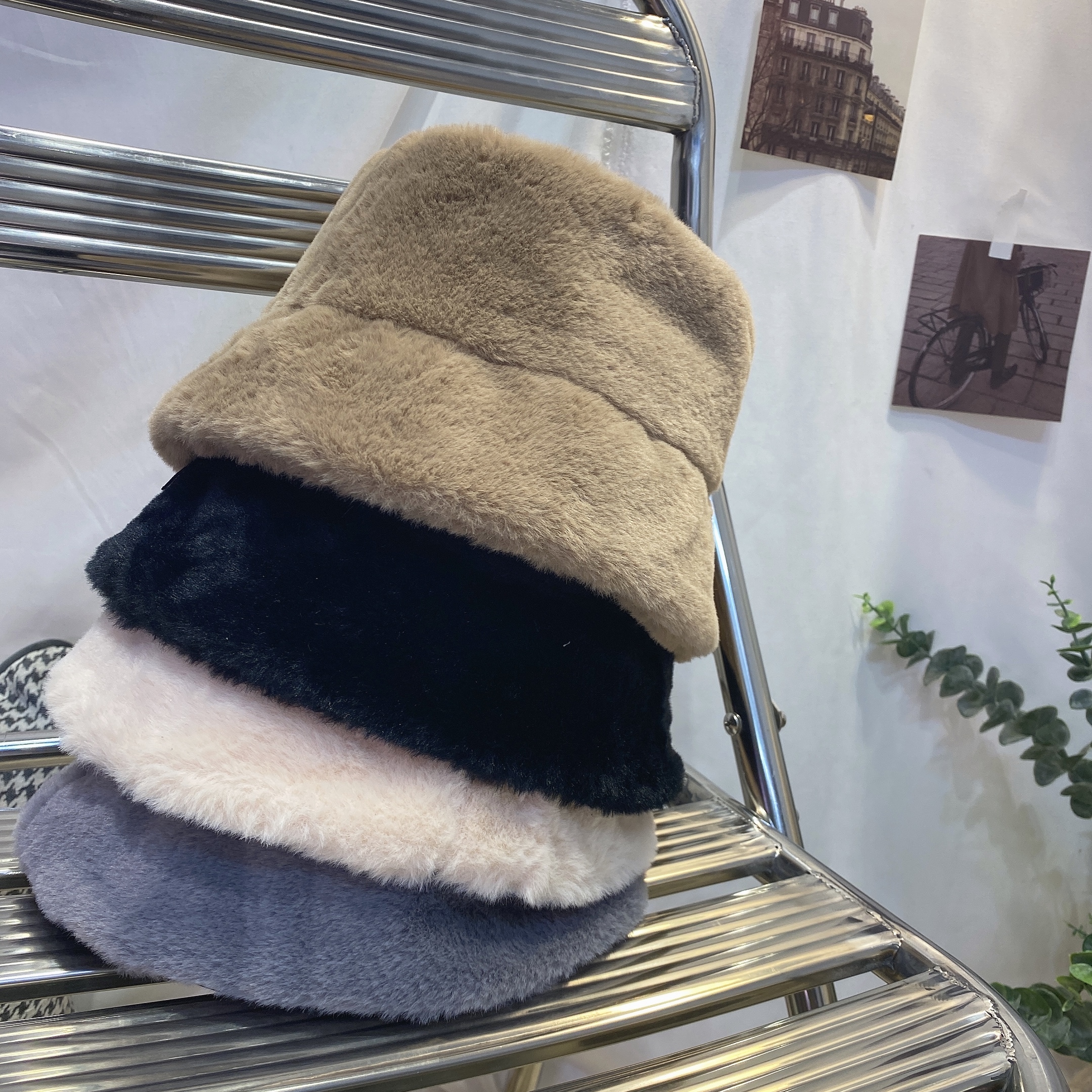 貂毛桶型漁夫帽/四色