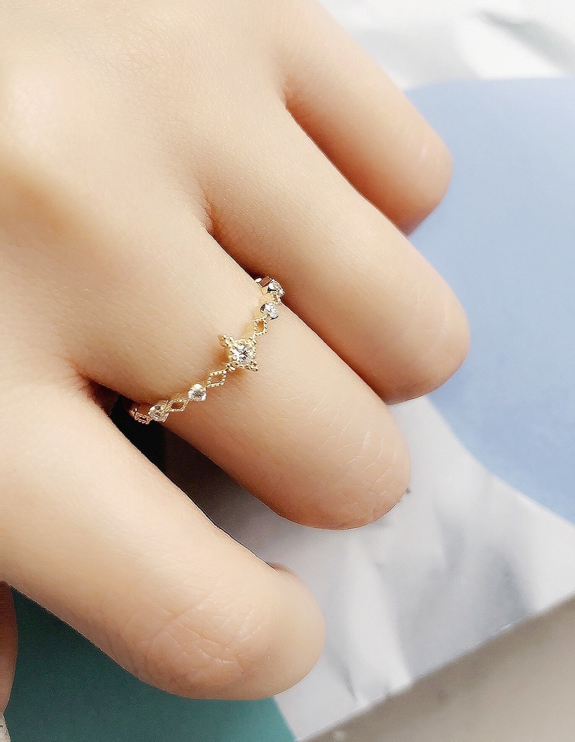 古典菱形光芒鑽戒