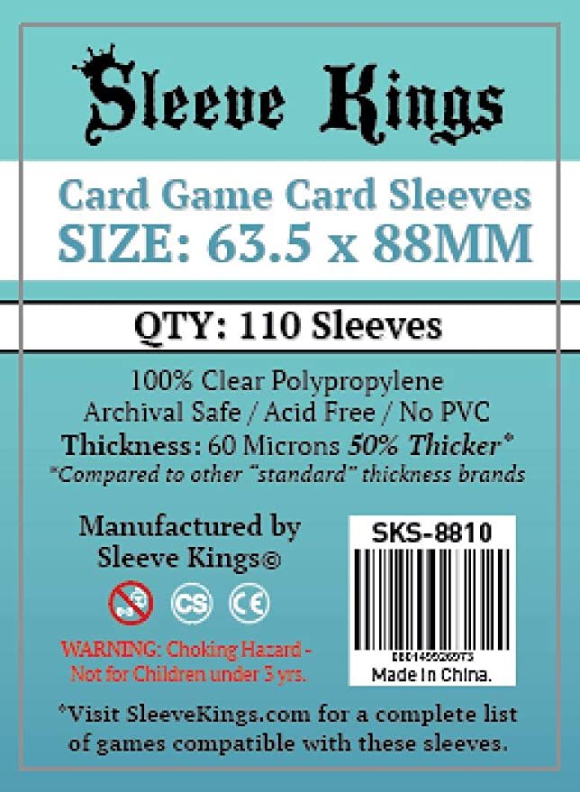 Sleeves King Card Sleeves (63.5 x 88mm) QTY:110 Sleeves
