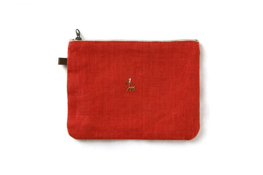 中川政七- 鹿家族麻質收納包 大 紅