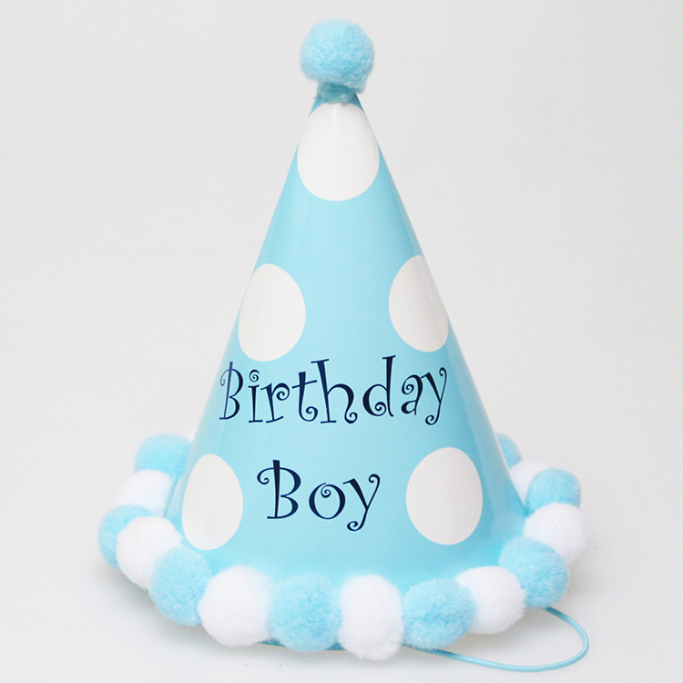 生日帽丨波點毛球雙色款