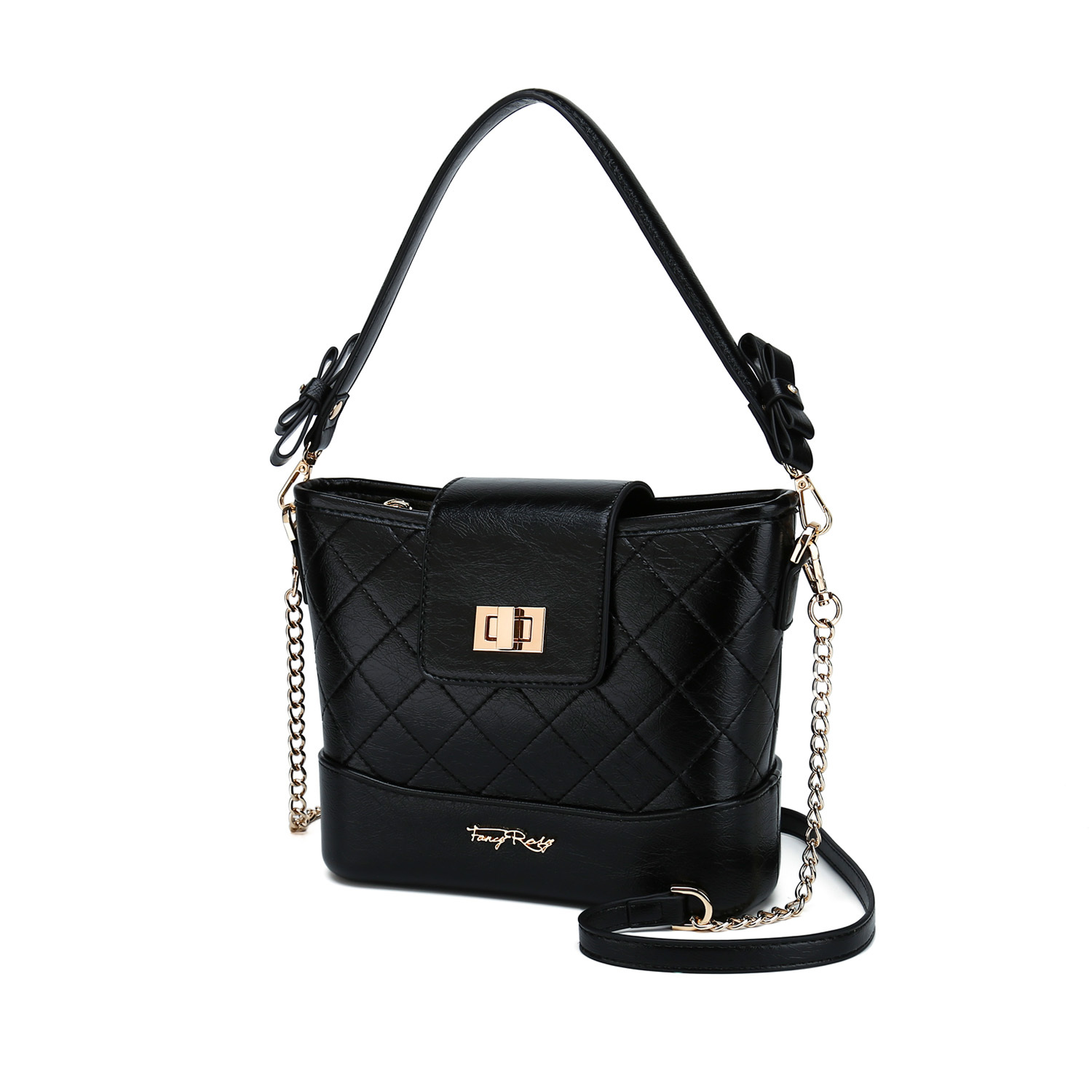 Fancy Bow Bow Quilted Top Handle Shoulder Bag